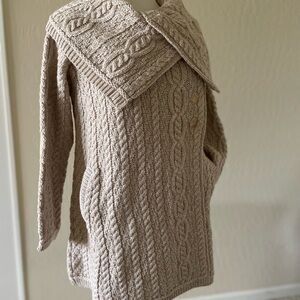 Aran Ireland Crafts Women’s 100% Wool Sweater Jacket Size M Natural, LN